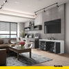 MIKEL - Chest of 6 Drawers and 3 Doors - Bedroom Dresser Storage Cabinet Sideboard - White Matt / Black Gloss H29 1/2" W78 3/4" D13 3/4"