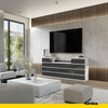 GABRIEL - Chest of 14 Drawers (4+6+4) - Bedroom Dresser Storage Cabinet Sideboard - White Matt / Anthracite Gloss H36 3/8" W86 5/8" D13 1/4"