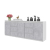 MIKEL - Chest of 6 Drawers and 3 Doors - Bedroom Dresser Storage Cabinet Sideboard - White Matt / Concrete H29 1/2" W78 3/4" D13 3/4"