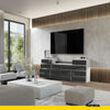 GABRIEL - Chest of 14 Drawers (4+6+4) - Bedroom Dresser Storage Cabinet Sideboard - White Matt / Anthracite Gloss H36 3/8" W86 5/8" D13 1/4"