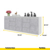 MIKEL - Chest of 6 Drawers and 3 Doors - Bedroom Dresser Storage Cabinet Sideboard - White Matt / Concrete H29 1/2" W78 3/4" D13 3/4"