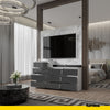 GABRIEL - Chest of 10 Drawers (6+4) - Bedroom Dresser Storage Cabinet Sideboard - White Matt / Anthracite Gloss H36 3/8" / 27 1/2" W63" D13 1/4"
