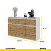 NOAH - Chest of 3 Drawers and 3 Doors - Bedroom Dresser Storage Cabinet Sideboard - White Matt / Wotan Oak H29 1/2" W47 1/4" D13 3/4"