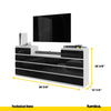 GABRIEL - Chest of 14 Drawers (4+6+4) - Bedroom Dresser Storage Cabinet Sideboard - White Matt / Black Gloss H36 3/8" W86 5/8" D13 1/4"