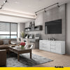 MIKEL - Chest of 6 Drawers and 3 Doors - Bedroom Dresser Storage Cabinet Sideboard - White Matt / Concrete H29 1/2" W78 3/4" D13 3/4"