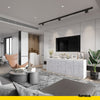NOAH - Chest of 5 Drawers and 5 Doors - Bedroom Dresser Storage Cabinet Sideboard - White Matt / Concrete H29 1/2" W78 3/4" D13 3/4"