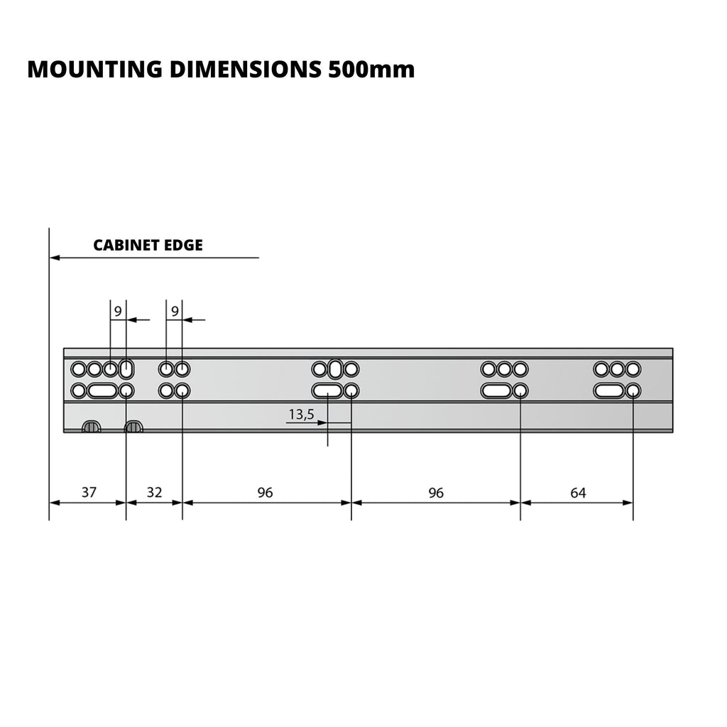 Soft-Close Undermount Slides (left and right), Full Extension - 20 inch