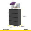 GABRIEL - Chest of 4 Drawers - Bedroom Dresser Storage Cabinet Sideboard - Anthracite H36 3/8" W23 5/8" D13 1/4"