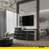GABRIEL - Chest of 10 Drawers (6+4) - Bedroom Dresser Storage Cabinet Sideboard - White Matt / Black Gloss H36 3/8" / 27 1/2" W63" D13 1/4"