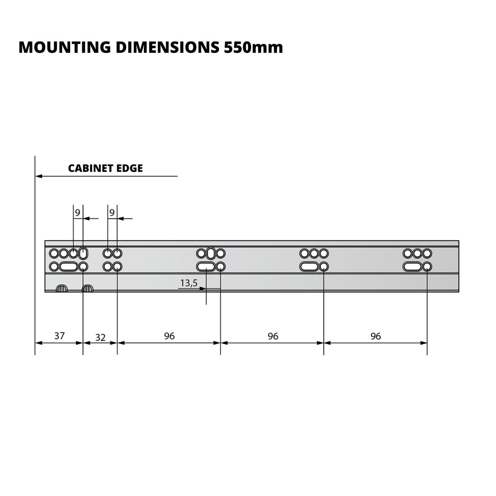 Set of Soft-Close Undermount Slides (left and right), Full Extension - 22 inch