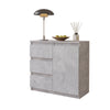 MIKEL - Chest of 3 Drawers and 1 Door - Bedroom Dresser Storage Cabinet Sideboard - Concrete H29 1/2" W31 1/2" D13 3/4"