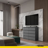 GABRIEL - Chest of 8 Drawers - Bedroom Dresser Storage Cabinet Sideboard - Anthracite H36 3/8" W47 1/4" D13 1/4"