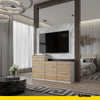 GABRIEL - Chest of 10 Drawers (6+4) - Bedroom Dresser Storage Cabinet Sideboard - White Matt / Wotan Oak H36 3/8" / 27 1/2" W63" D13 1/4"