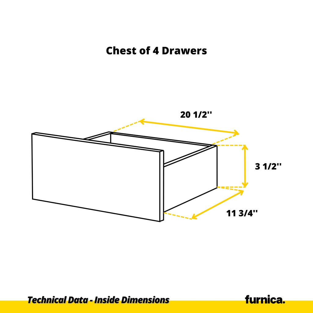 GABRIEL - Chest of 14 Drawers (4+6+4) - Bedroom Dresser Storage Cabinet Sideboard - Concrete H36 3/8" W86 5/8" D13 1/4"