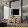 GABRIEL - Chest of 10 Drawers (6+4) - Bedroom Dresser Storage Cabinet Sideboard - White Matt / Wotan Oak H36 3/8" / 27 1/2" W63" D13 1/4"
