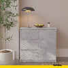 MIKEL - Chest of 3 Drawers and 1 Door - Bedroom Dresser Storage Cabinet Sideboard - Concrete H29 1/2" W31 1/2" D13 3/4"
