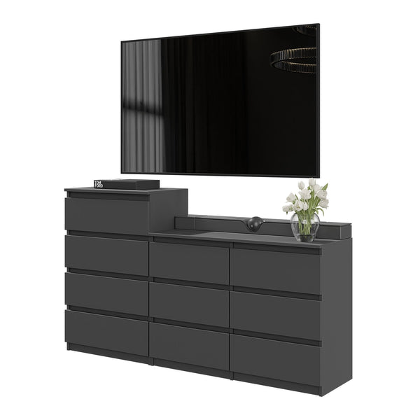 GABRIEL - Chest of 10 Drawers (6+4) - Bedroom Dresser Storage Cabinet  Sideboard - Anthracite H36 3/8