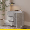 MIKEL - Chest of 3 Drawers and 1 Door - Bedroom Dresser Storage Cabinet Sideboard - Concrete H29 1/2" W31 1/2" D13 3/4"