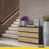 GABRIEL - Chest of 6 Drawers - Bedroom Dresser Storage Cabinet Sideboard - Anthracite / Wotan Oak H28" W39 3/8" D13"