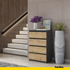 GABRIEL - Chest of 4 Drawers - Bedroom Dresser Storage Cabinet Sideboard - Anthracite / Wotan Oak H36 3/8" W23 5/8" D13 1/4"