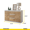 MIKEL - Chest of 3 Drawers and 2 Doors - Bedroom Dresser Storage Cabinet Sideboard - White Matt / Wotan Oak H29 1/2" W47 1/4" D13 3/4"
