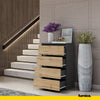 GABRIEL - Chest of 4 Drawers - Bedroom Dresser Storage Cabinet Sideboard - Anthracite / Wotan Oak H36 3/8" W23 5/8" D13 1/4"