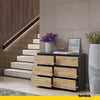 GABRIEL - Chest of 6 Drawers - Bedroom Dresser Storage Cabinet Sideboard - Anthracite / Wotan Oak H28" W39 3/8" D13"