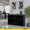 NOAH - Chest of 3 Drawers and 3 Doors - Bedroom Dresser Storage Cabinet Sideboard - Anthracite / Black Gloss H29 1/2" W47 1/4" D13 3/4"