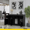 NOAH - Chest of 3 Drawers and 3 Doors - Bedroom Dresser Storage Cabinet Sideboard - Anthracite / Black Gloss H29 1/2" W47 1/4" D13 3/4"