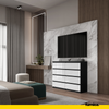 GABRIEL - Chest of 8 Drawers - Bedroom Dresser Storage Cabinet Sideboard - Black Matt / White Gloss H36 3/8" W47 1/4" D13 1/4"