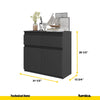 NOAH - Chest of 2 Drawers and 2 Doors - Bedroom Dresser Storage Cabinet Sideboard - Anthracite H29 1/2" W31 1/2" D13 3/4"