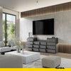 GABRIEL - Chest of 14 Drawers (4+6+4) - Bedroom Dresser Storage Cabinet Sideboard - Anthracite H36 3/8" W86 5/8" D13 1/4"