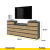 GABRIEL - Chest of 14 Drawers (4+6+4) - Bedroom Dresser Storage Cabinet Sideboard - Anthracite / Wotan Oak H36 3/8" W86 5/8" D13 1/4"