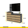GABRIEL - Chest of 10 Drawers (6+4) - Bedroom Dresser Storage Cabinet Sideboard - Anthracite / Wotan Oak H36 3/8" / 27 1/2" W63" D13 1/4"