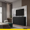 GABRIEL - Chest of 12 Drawers (8+4) - Bedroom Dresser Storage Cabinet Sideboard - Black Matt H36 3/8" W70 7/8" D13 1/4