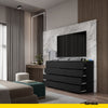 GABRIEL - Chest of 12 Drawers (8+4) - Bedroom Dresser Storage Cabinet Sideboard - Black Matt H36 3/8" W70 7/8" D13 1/4