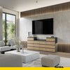 GABRIEL - Chest of 14 Drawers (4+6+4) - Bedroom Dresser Storage Cabinet Sideboard - Anthracite / Wotan Oak H36 3/8" W86 5/8" D13 1/4"