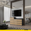 GABRIEL - Chest of 10 Drawers (6+4) - Bedroom Dresser Storage Cabinet Sideboard - Anthracite / Wotan Oak H36 3/8" / 27 1/2" W63" D13 1/4"