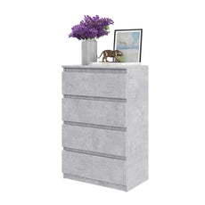 GABRIEL - Chest of 4 Drawers - Bedroom Dresser Storage Cabinet Sideboard - Concrete H36 3/8" W23 5/8" D13 1/4"