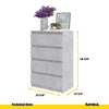 GABRIEL - Chest of 4 Drawers - Bedroom Dresser Storage Cabinet Sideboard - Concrete H36 3/8" W23 5/8" D13 1/4"
