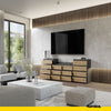 GABRIEL - Chest of 14 Drawers (4+6+4) - Bedroom Dresser Storage Cabinet Sideboard - Anthracite / Wotan Oak H36 3/8" W86 5/8" D13 1/4"