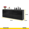 MIKEL - Chest of 6 Drawers and 3 Doors - Bedroom Dresser Storage Cabinet Sideboard - Anthracite / Black Gloss H29 1/2" W78 3/4" D13 3/4"