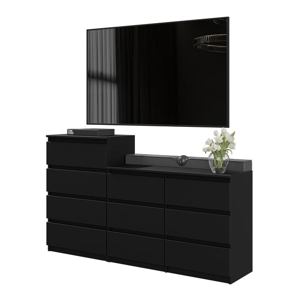 GABRIEL - Chest of 10 Drawers (6+4) - Bedroom Dresser Storage Cabinet Sideboard - Black Matt H36 3/8" / 27 1/2" W63" D13 1/4" - Furnica GABRIEL - Chest of 10 Drawers (6+4) - Bedroom Dresser Storage Cabinet Sideboard - Black Matt H36 3/8" / 27 1/2" W63" D13 1/4" - Furnica