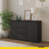 MIKEL - Chest of 3 Drawers and 2 Doors - Bedroom Dresser Storage Cabinet Sideboard - Anthracite H29 1/2" W47 1/4" D13 3/4"