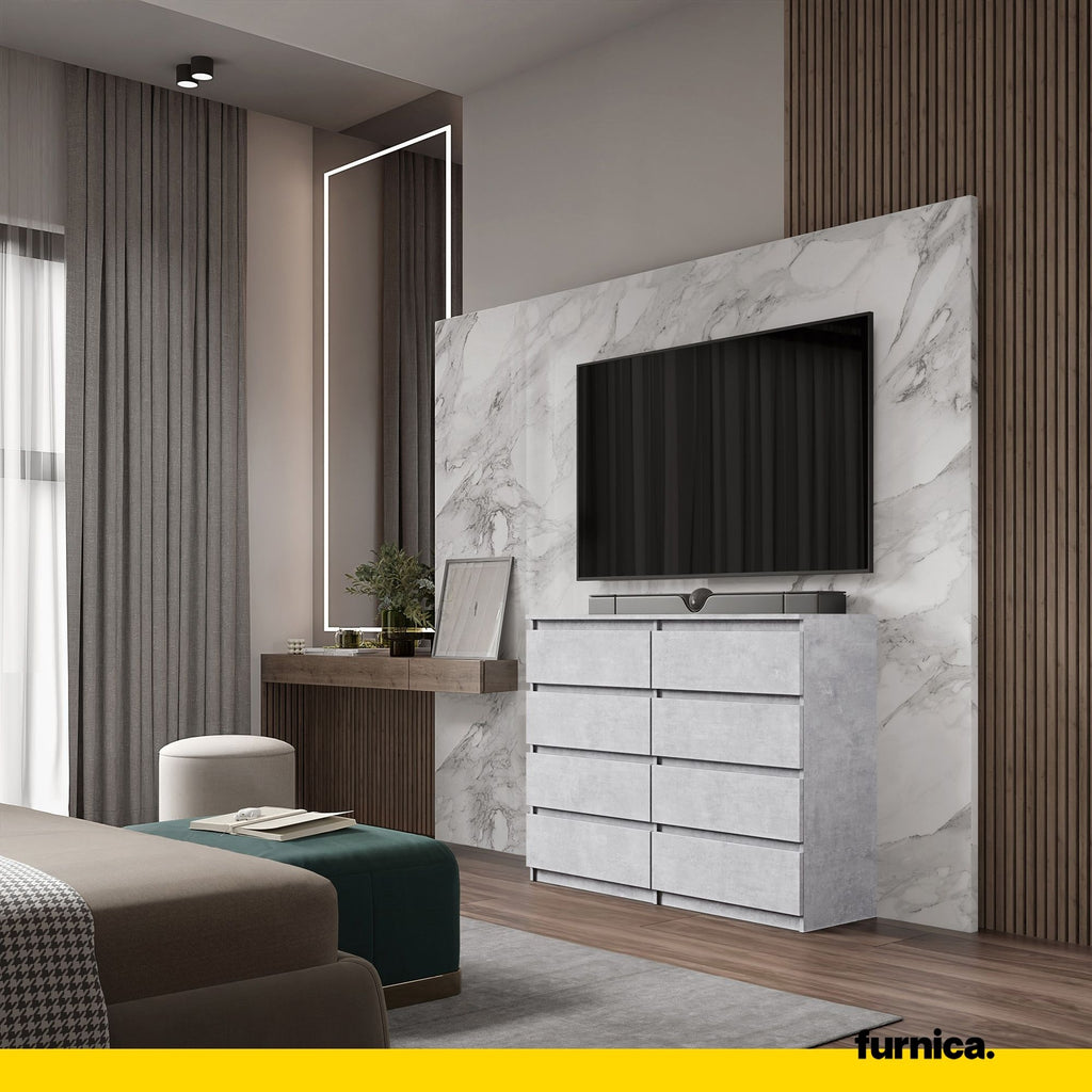 GABRIEL - Chest of 8 Drawers - Bedroom Dresser Storage Cabinet Sideboard - Concrete H36 3/8" W47 1/4" D13 1/4"