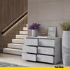 GABRIEL - Chest of 6 Drawers - Bedroom Dresser Storage Cabinet Sideboard - Concrete H28" W39 3/8" D13"