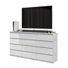 GABRIEL - Chest of 12 Drawers (8+4) - Bedroom Dresser Storage Cabinet Sideboard - Concrete / White Gloss H36 3/8" W70 7/8" D13 1/4