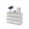 GABRIEL - Chest of 6 Drawers - Bedroom Dresser Storage Cabinet Sideboard - Concrete / White Gloss H28" W39 3/8" D13"