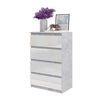 GABRIEL - Chest of 4 Drawers - Bedroom Dresser Storage Cabinet Sideboard - Concrete / White Gloss H36 3/8" W23 5/8" D13 1/4"