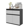 NOAH - Chest of 2 Drawers and 2 Doors - Bedroom Dresser Storage Cabinet Sideboard - Anthracite / White Matt H29 1/2" W31 1/2" D13 3/4"